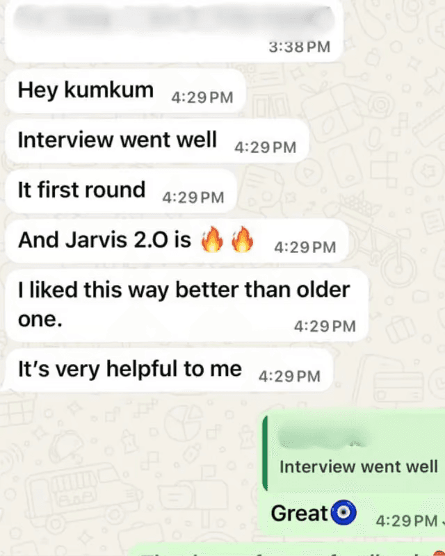 Authentic WhatsApp screenshot: 1st Round Aced with Live Copilot