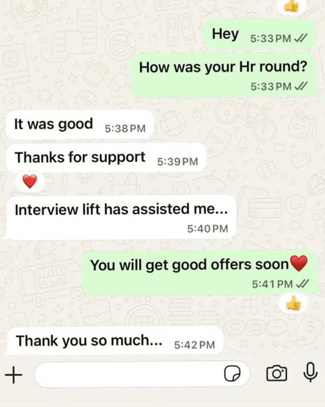 Authentic WhatsApp screenshot: Copilot Assisted HR Round Clearance