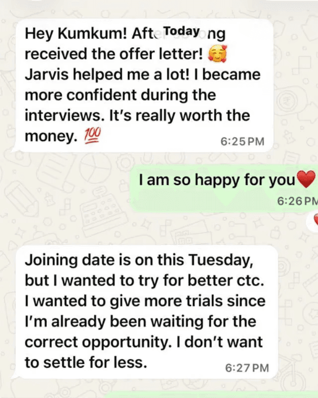 Authentic WhatsApp screenshot: Offer Letter Received • 100% Worth the Money
