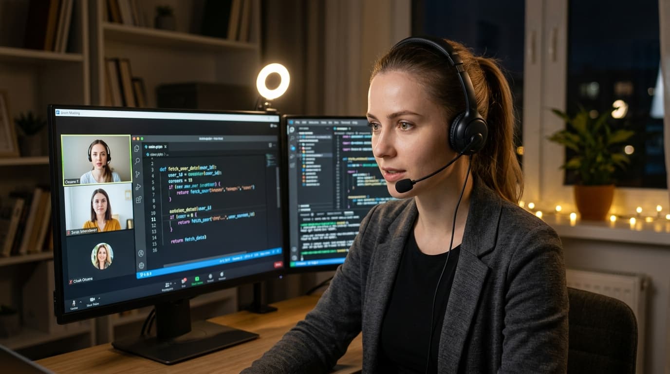 Candidate in Live Technical Interview with Stealth HUD